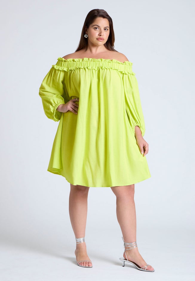 Ruffle Neckline Mini Dress image number 0