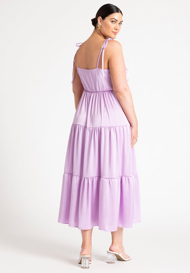 Tiered Satin Maxi Dress image number null