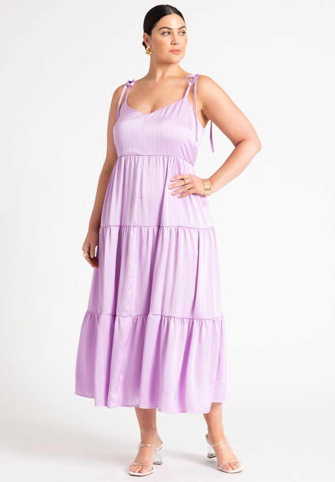 Tiered Satin Maxi Dress image number null