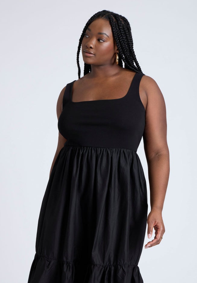 Mixed Fabric Tank Dress image number 2