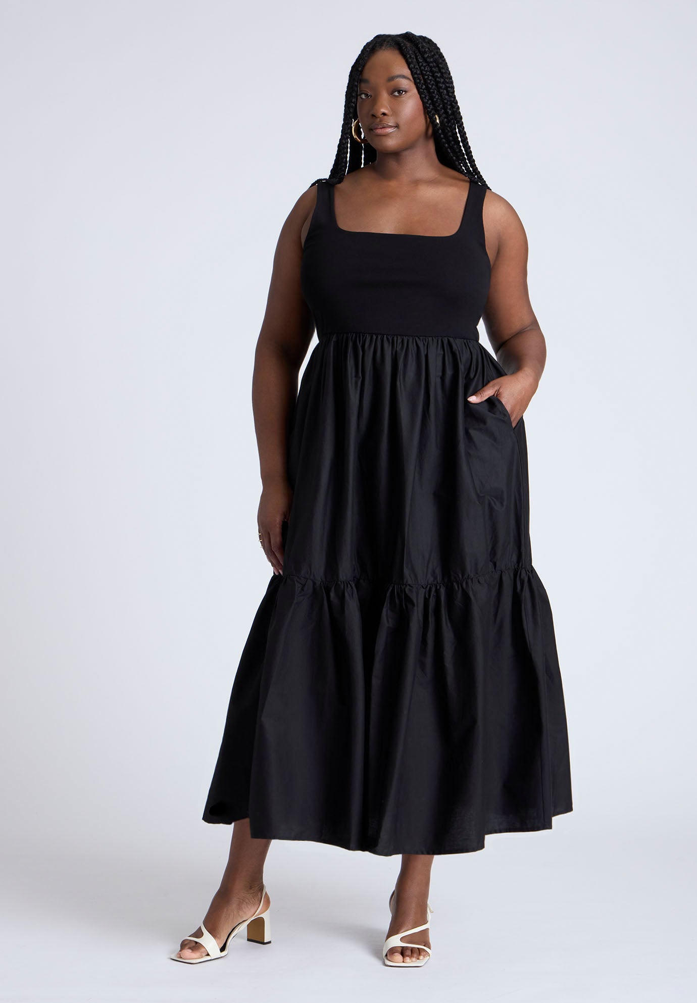 Mixed Fabric Tank Dress image number 0