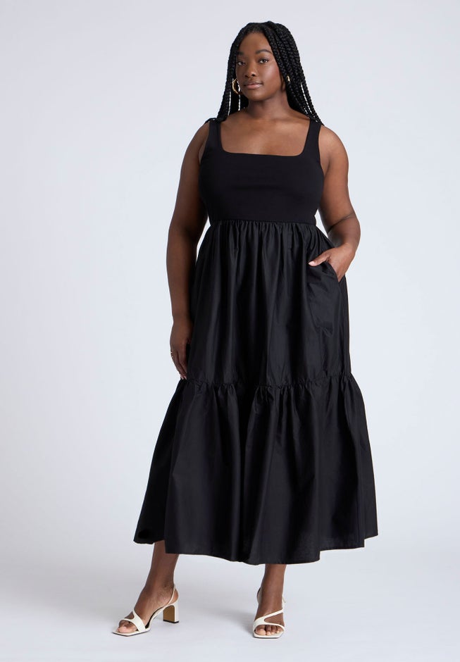 Mixed Fabric Tank Dress image number 0