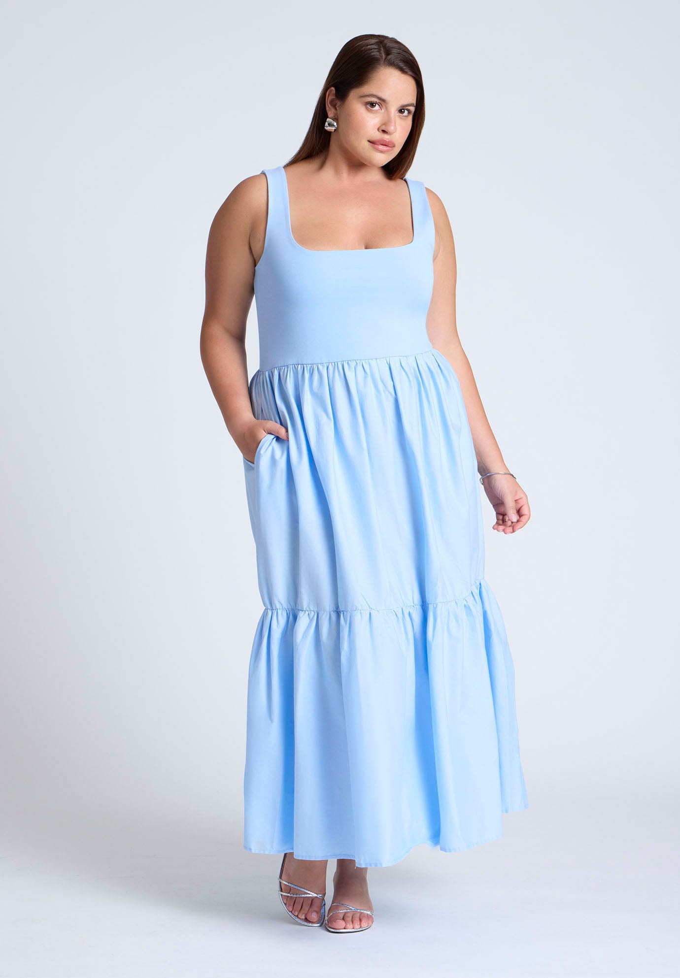 Mixed Fabric Tank Dress image number 0