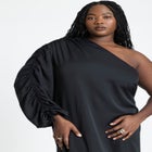 Gathered Sleeve Column Dress image number null