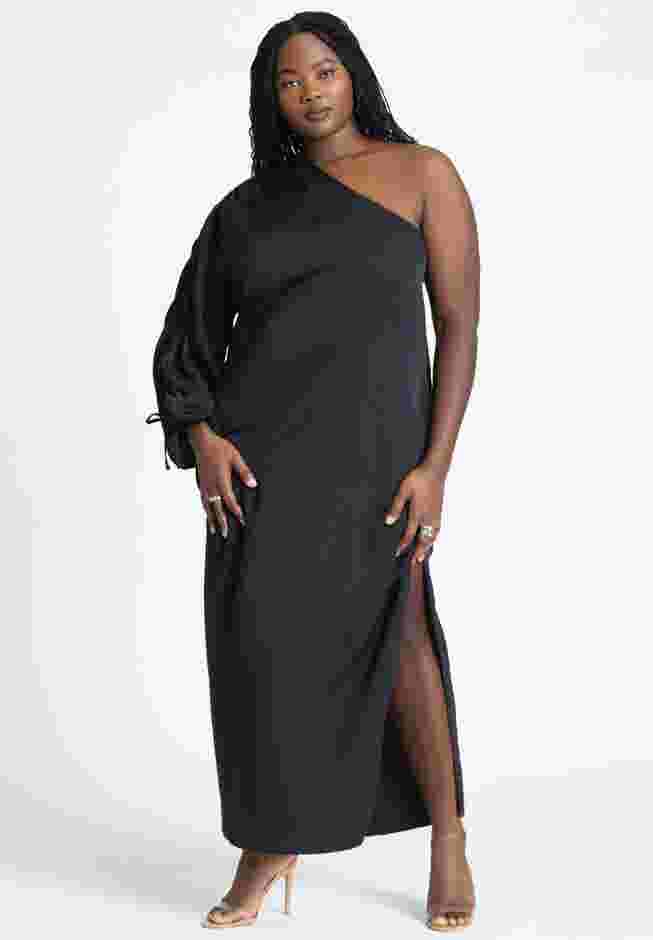 Gathered Sleeve Column Dress image number 0