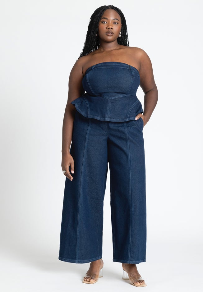 Denim Jumpsuit With Peplum image number null