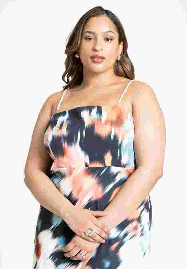 Printed Satin Bias Dress image number 2