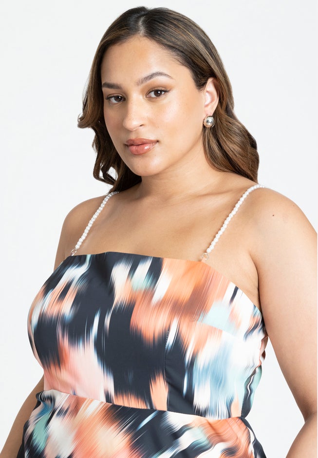 Printed Satin Bias Dress image number 3