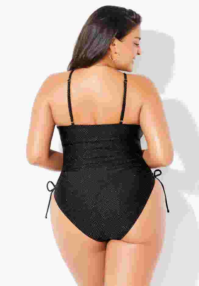 Golden Metallic Adjustable One-Piece Swimsuit image number 1