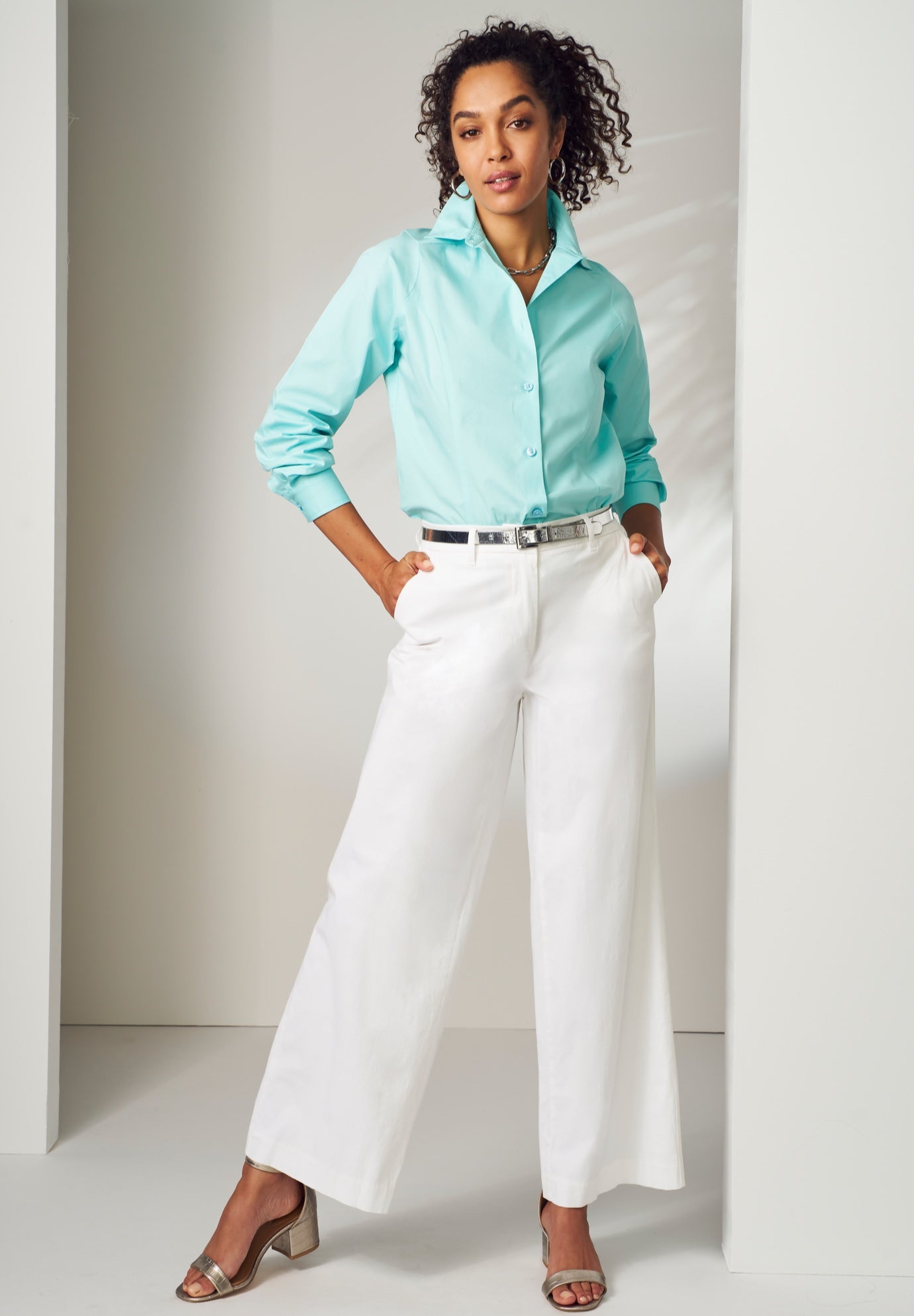 Stretch Cotton Chino Wide-Leg Trouser image number 0