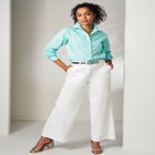 Stretch Cotton Chino Wide-Leg Trouser image number null