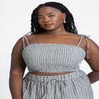 Elastic Striped Crop Top image number null