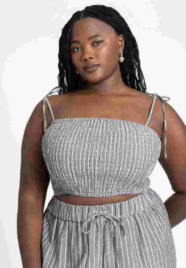 Elastic Striped Crop Top image number 3