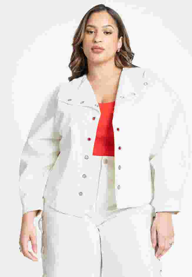 Grommet Detail Denim Jacket image number 0