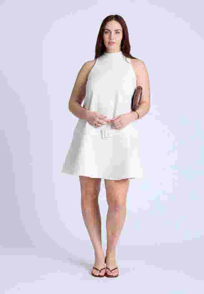 Mock Neck Belted Mini Dress image number 3
