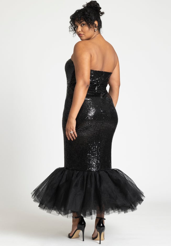 Tulle Flounce Sequin Column Dress image number 1