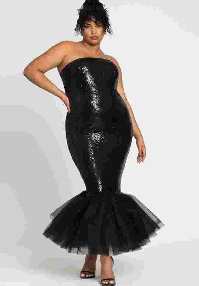 Tulle Flounce Sequin Column Dress image number 2