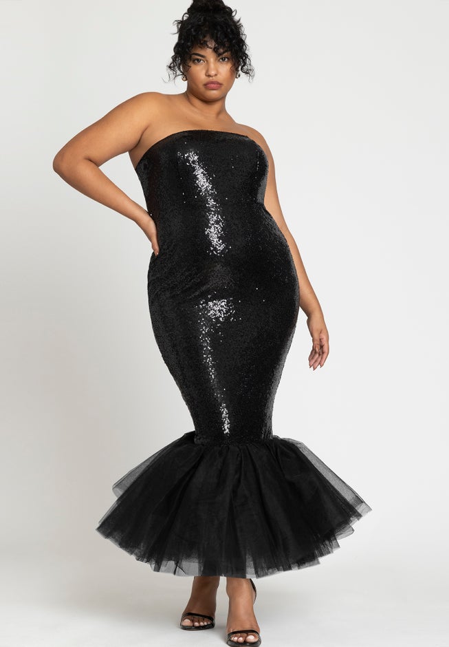 Tulle Flounce Sequin Column Dress image number 2