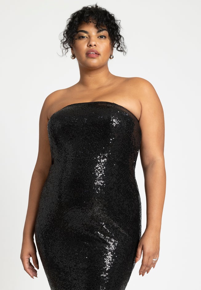 Tulle Flounce Sequin Column Dress image number 3