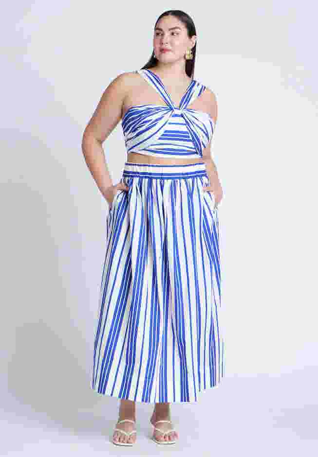 Poplin Maxi Skirt With Side Slits image number 1