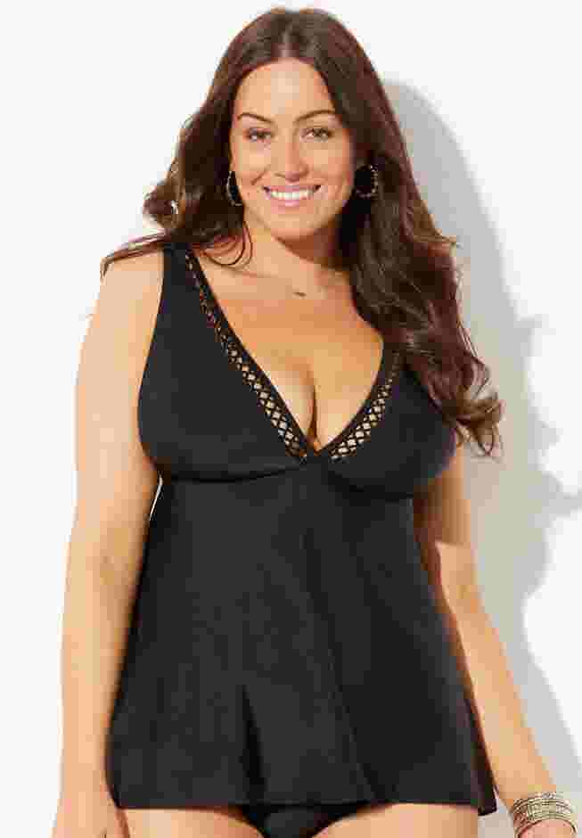 Plunge Flared Tankini Top image number 3