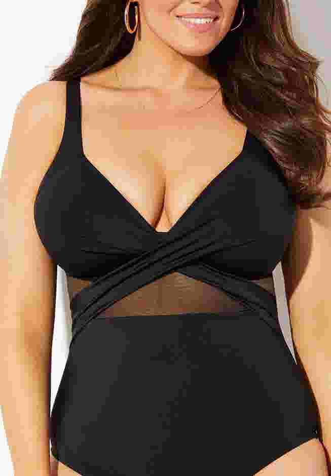 Cut Out Mesh Underwire One Piece Swimsuit image number 3