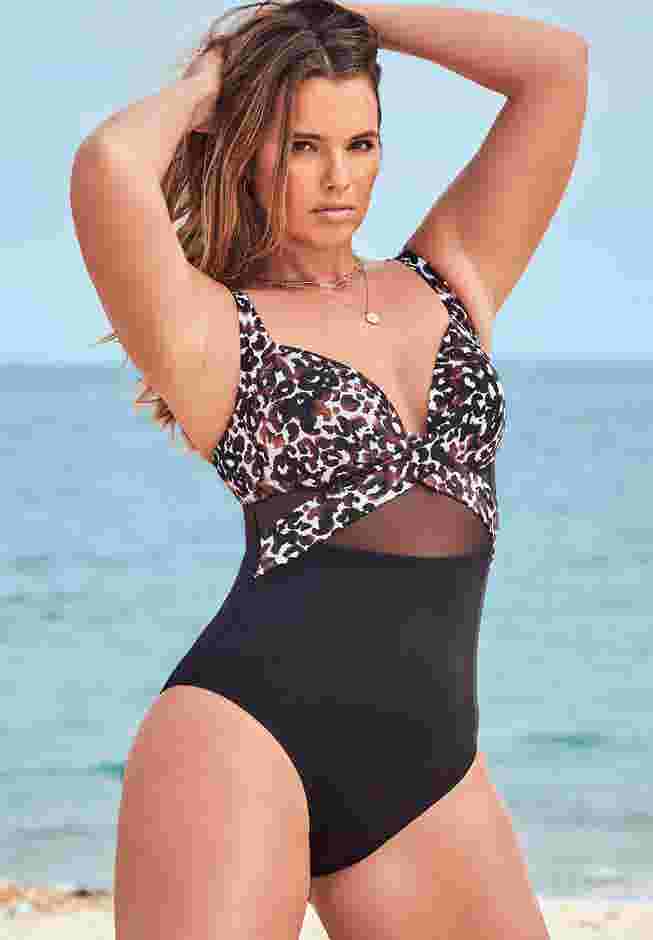 Cut Out Mesh Underwire One Piece Swimsuit image number 0