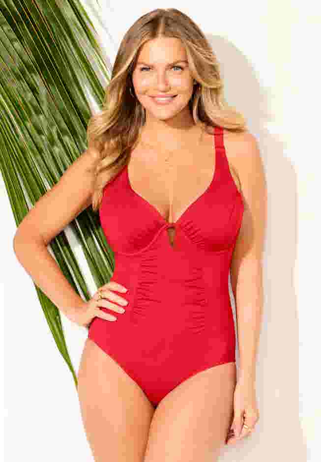 Shirred Underwire One Piece Swimsuit image number 0