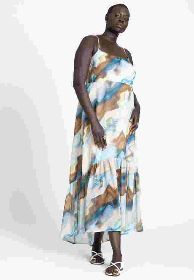 Printed Chiffon Flare Maxi Dress image number 1
