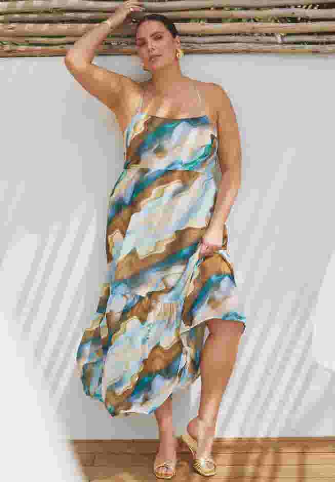 Printed Chiffon Flare Maxi Dress image number 0