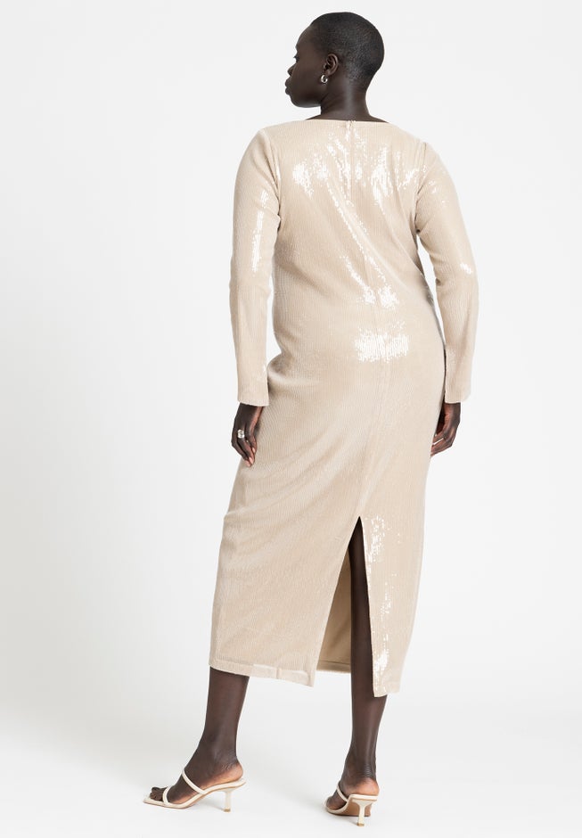 V Neck Sequin Dress image number null