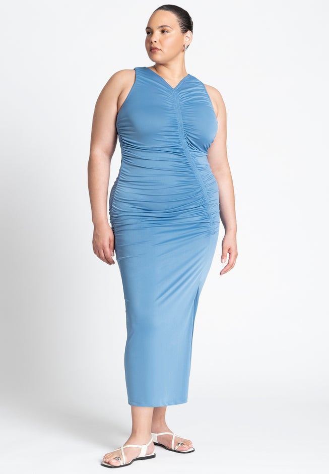 Ruched Dress W Slit image number 0