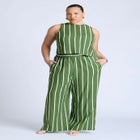 Wide Leg Striped Linen Blend Pant image number null