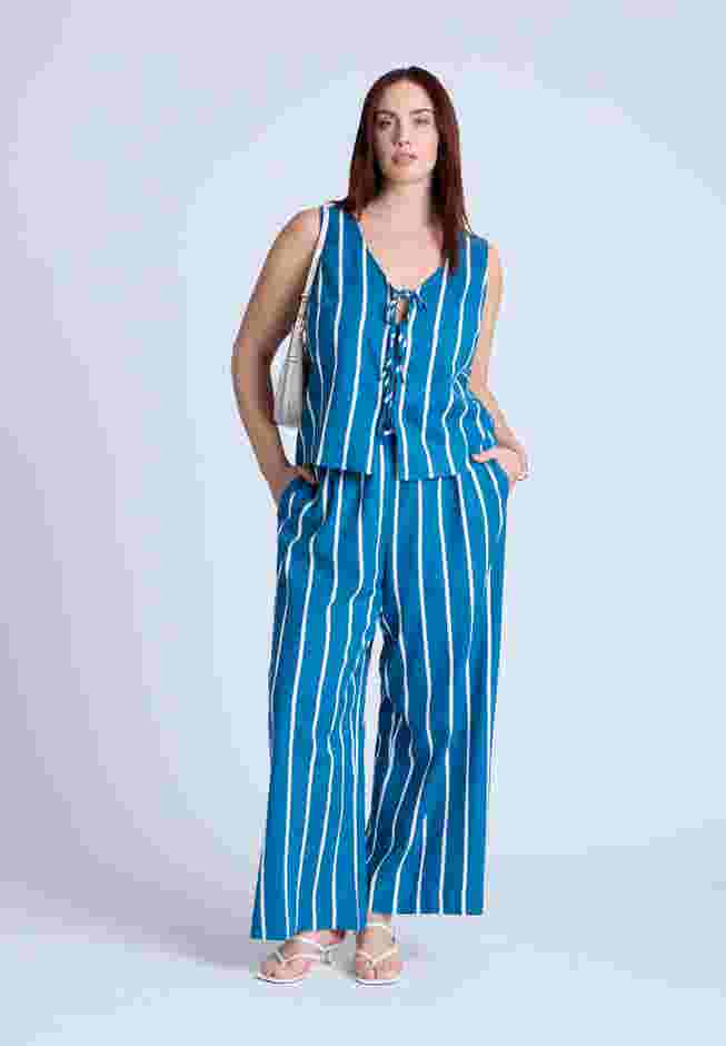Wide Leg Striped Linen Blend Pant image number 0