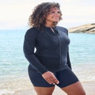 Chlorine Resistant Long-Sleeve Colorblock Swim Tee image number null