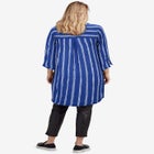 Crinkle Crepe Notch Neck Three-Quarter Sleeve High-Low Tunic image number 1