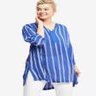Crinkle Crepe Notch Neck Three-Quarter Sleeve High-Low Tunic image number 0