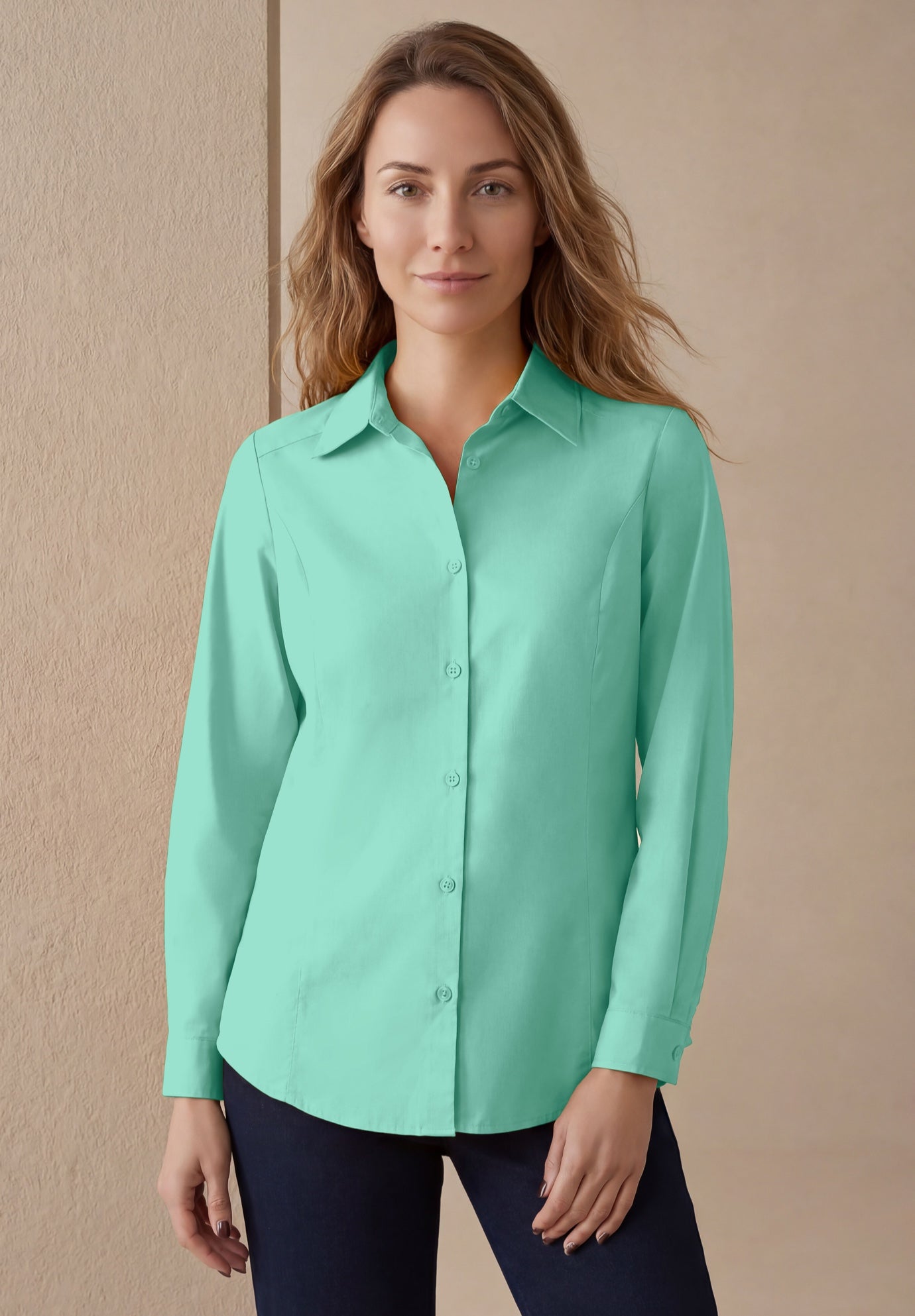 Stretch Cotton Poplin Button Down Shirt image number 0