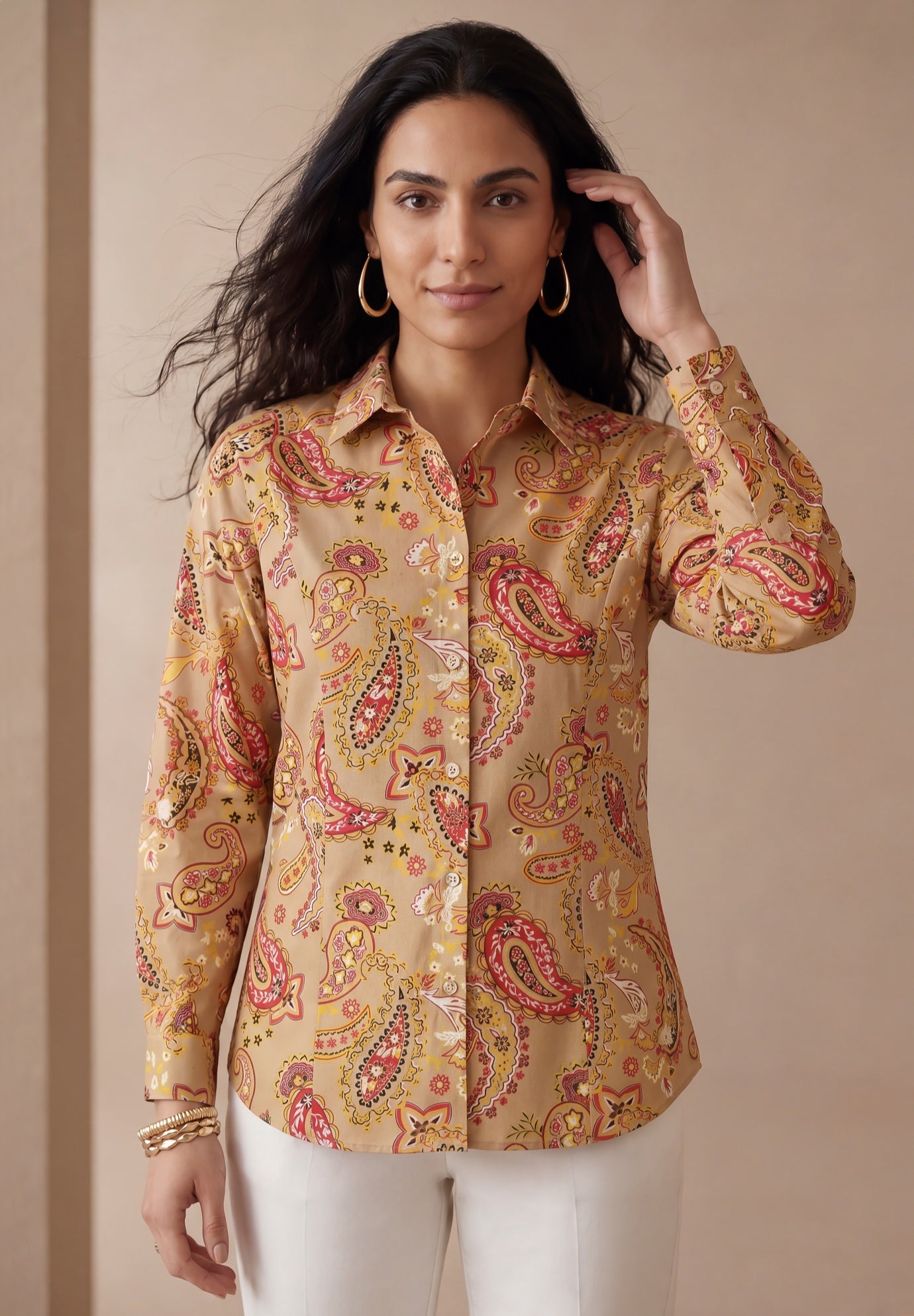 Stretch Cotton Poplin Button Down Shirt image number 0