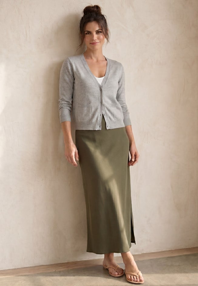 Cotton Spandex Pull On A Line Maxi Skirt image number 2