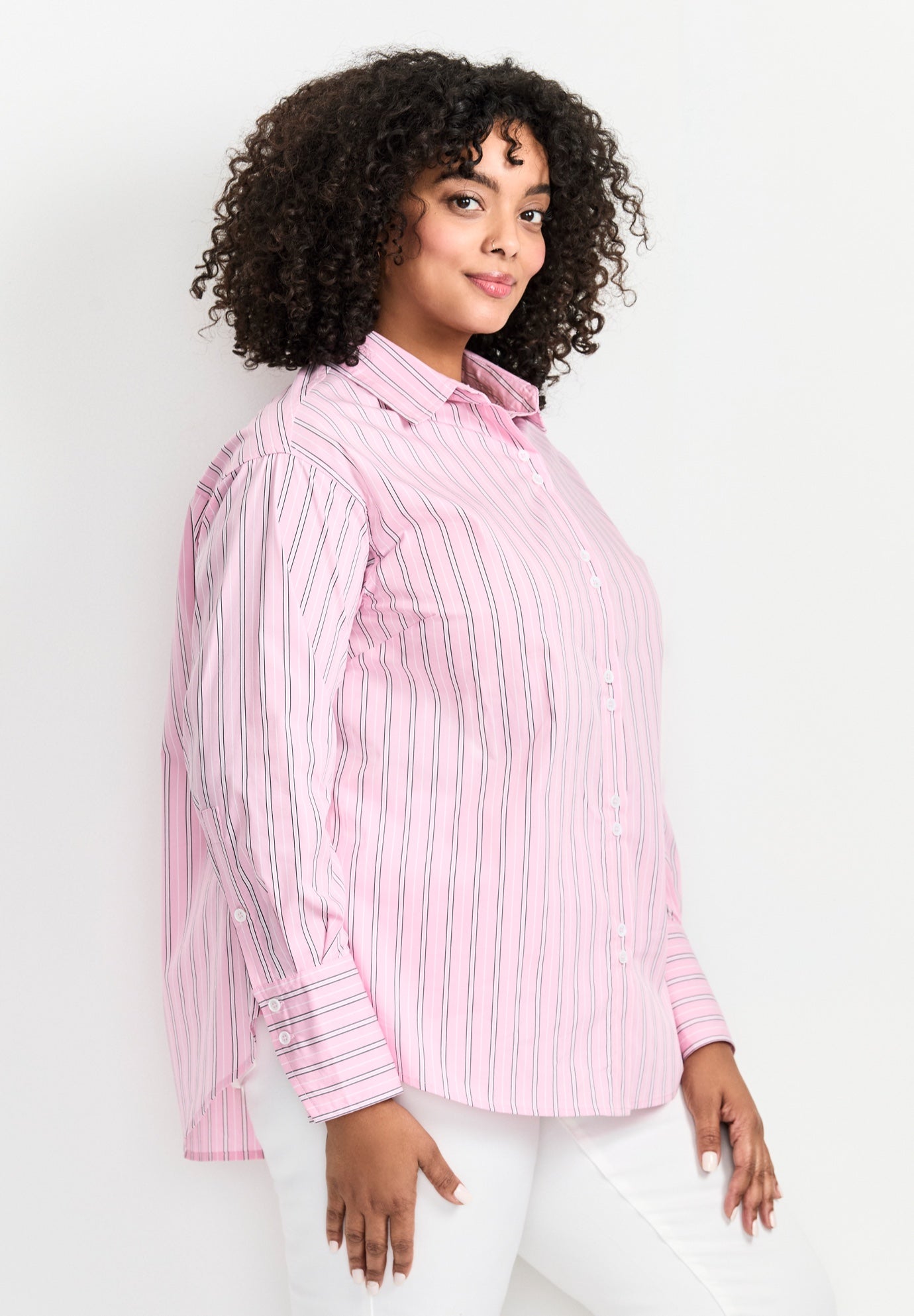 Classic Stripe Boyfriend Shirt image number 2