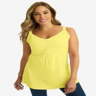 Stretch Cotton Shirred Tank image number null