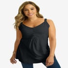 Stretch Cotton Shirred Tank image number null