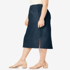 Comfort Waist Stretch Denim Midi Skirt image number null