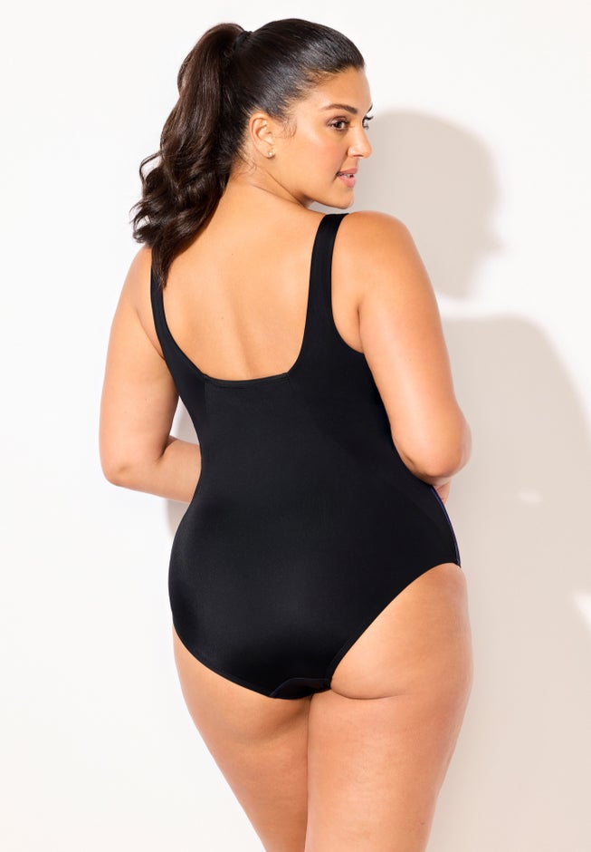 Chlorine Resistant Square Neck Tummy Control One Piece Swimsuit image number 4