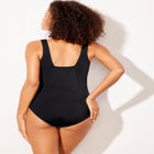 Chlorine Resistant Square Neck Tummy Control One Piece Swimsuit image number null