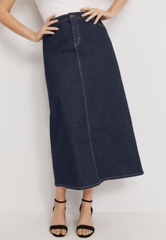 True Fit Stretch Denim Midi Skirt