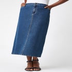 True Fit Stretch Denim Midi Skirt image number null