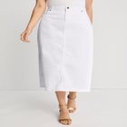 True Fit Stretch Denim Midi Skirt image number null