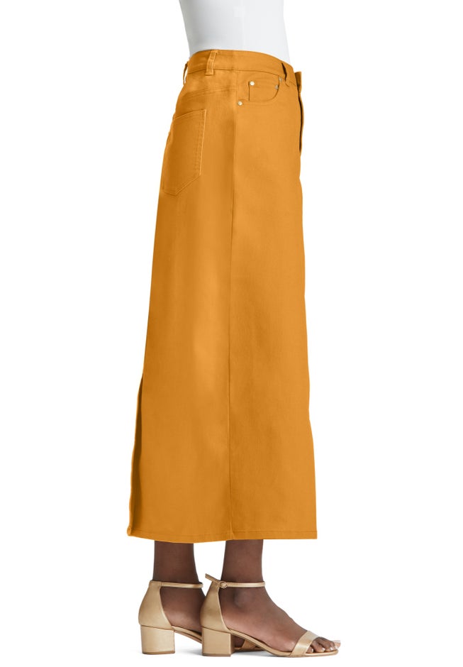 True Fit Stretch Denim Midi Skirt image number 2